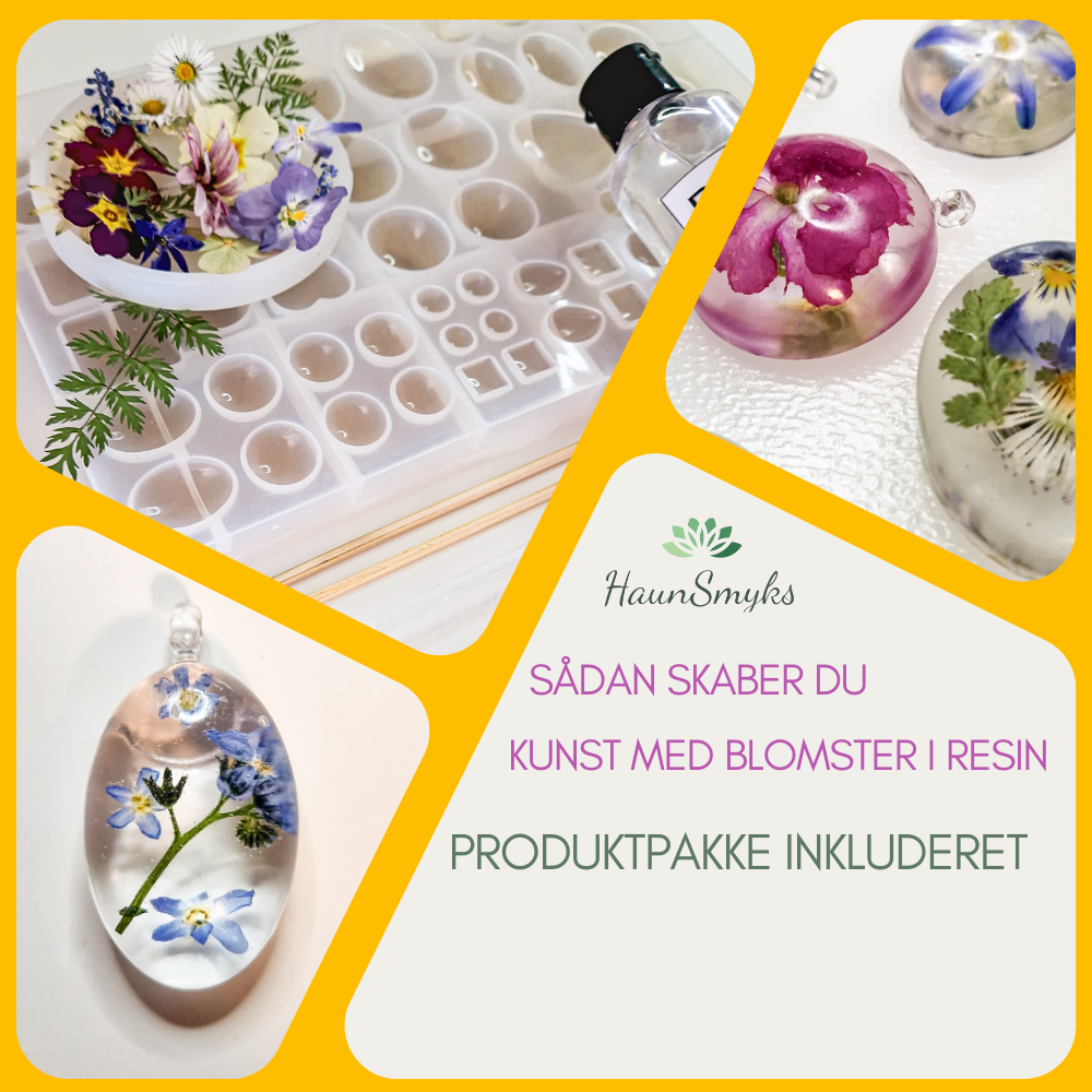 Skab kunst med blomster i resin. Produktpakke inkluderet